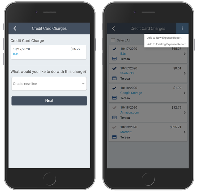 Vantagepoint Time & Expense, Credit Card Matching